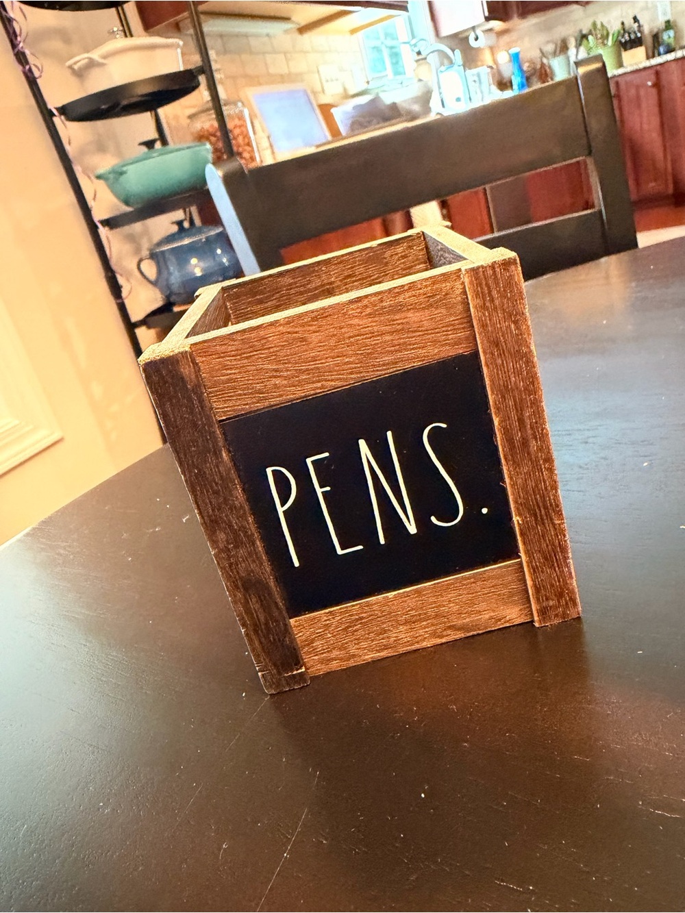 Rae Dunn Black & Brown 'PENS.' Wooden Desk Holder